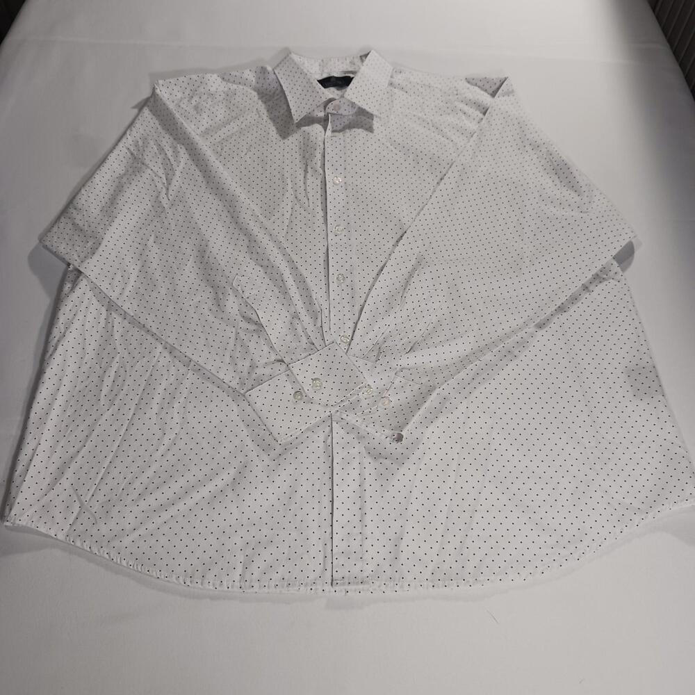 Vittorino Signature Collection Men's White/Black Dots Button-Up Shirt Size XL